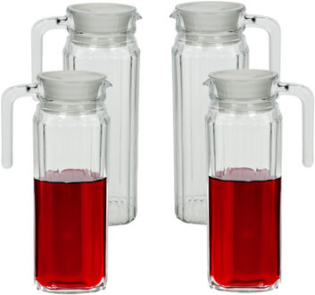 LUMINARC Waterkan met deksel - 1x - 1,1 Liter - glas - schenkkan - waterkaraf - Limonadekan