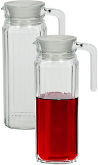 LUMINARC Waterkan met deksel - 2x - 1,1 Liter - glas - schenkkan - waterkaraf - Limonadekan