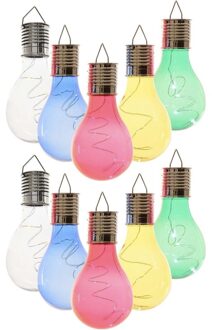 Lumineo 10x Buiten LED wit/blauw/groen/geel/rood solar verlichting 14 cm