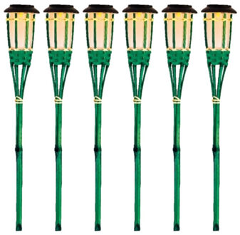 Lumineo 12x Groene buiten/tuin Led fakkel Bodi solar verlichting 54 cm vlam
