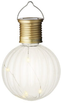 Lumineo 1x Buiten LED lampion solar verlichting 11 cm Transparant