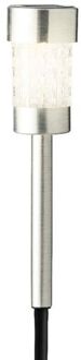 Lumineo 1x Buitenlampen/tuinlampen 26 cm zilver op steker - Prikspotjes Zilverkleurig