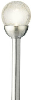 Lumineo 1x Buitenlampen/tuinlampen 30 cm zilver op steker met ronde bol - Prikspotjes Zilverkleurig