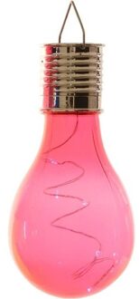 Lumineo 1x Solarlamp lampbolletje/peertje op zonne-energie 14 cm rood