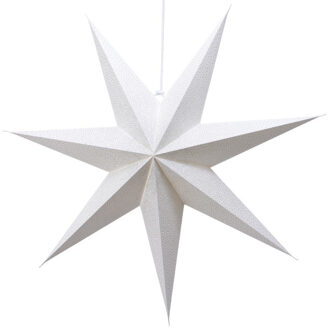 Lumineo 1x Witte glitter kerstster lampionnen met E14 fitting 60 cm