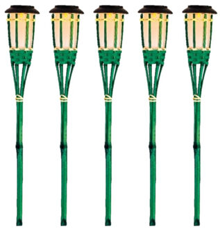 Lumineo 20x Groene buiten/tuin Led fakkel Bodi solar verlichting 54 cm vlam