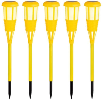 Lumineo 20x stuks solar tuinfakkel/tuinlamp geel op zonne-energie 61 cm