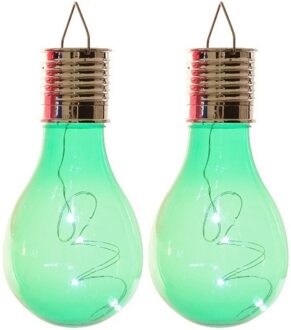 Lumineo 2x Buitenlampen/tuinlampen lampbolletjes/peertjes 14 cm groen - Buitenverlichting