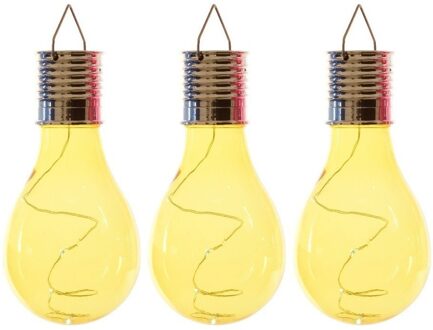 Lumineo 3x Buiten LED gele lampbolletjes solar verlichting 14 cm