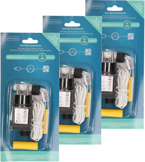 Lumineo 3x stuks adapter 2x AA batterij vervanger