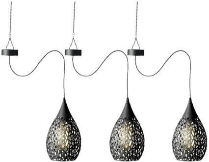 Lumineo 3x stuks antraciete solar tuinverlichting hanglamp ijzer 21 cm