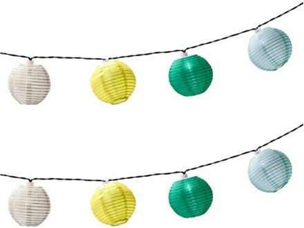 Lumineo 3x stuks solar lampion tuinverlichting/feestverlichting wit, geel, groen, lichtblauw 3.5m