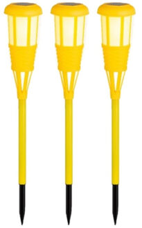 Lumineo 3x stuks solar tuinfakkel/tuinlamp geel op zonne-energie 61 cm