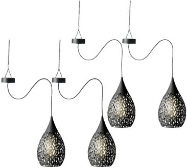 Lumineo 4x stuks antraciete solar tuinverlichting hanglamp ijzer 21 cm