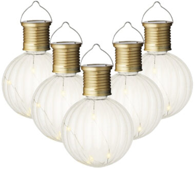 Lumineo 5x Buiten LED lampion solar verlichting 11 cm
