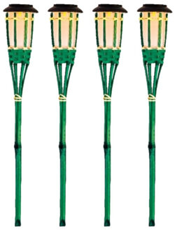 Lumineo 8x Groene buiten/tuin Led fakkel Bodi solar verlichting 54 cm vlam
