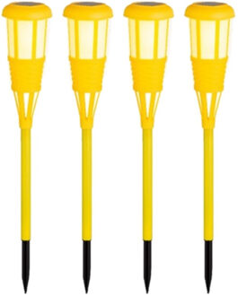 Lumineo 8x stuks solar tuinfakkel/tuinlamp geel op zonne-energie 61 cm