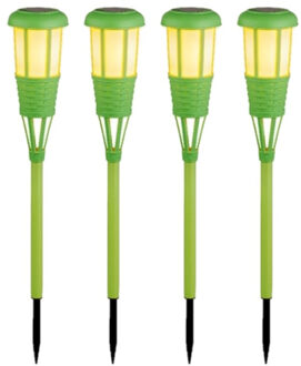 Lumineo 8x stuks solar tuinfakkel/tuinlamp groen op zonne-energie 61 cm