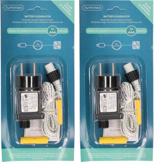 Lumineo Adapter - 2x - voor 2 AAA batterijen - batterij vervanger - 300 cm aanloopsnoer