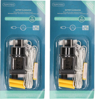 Lumineo Adapter batterijvervanger - 2x stuks - AAA batterijen - 300 cm snoer - IP20
