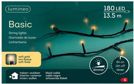 Lumineo Basic kerstverlichting 180LED Champagne zwart