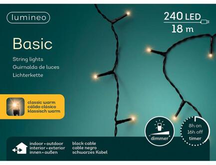 Lumineo Basic Verlichting Klassiek Warm 18 m/240 Lampjes Zwart