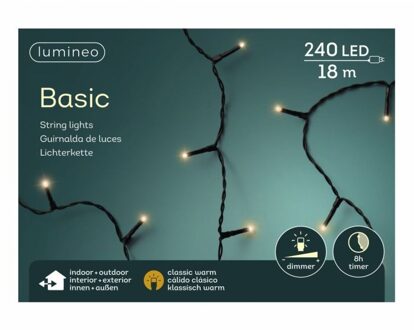 Lumineo Basic Verlichting Klassiek Warm 18 m/240 Lampjes Zwart