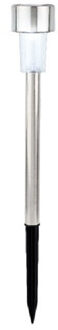 Lumineo Buiten/tuin Led prikstpot - RVS - zilver - solar verlichting - 24 cm