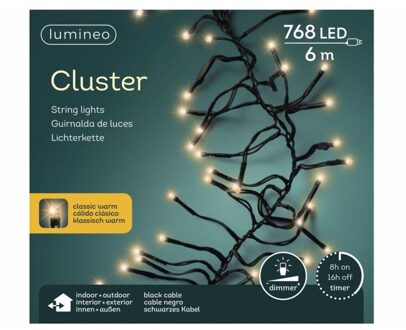 Lumineo Clusterverlichting Klassiek Warm 6 m/768 Lampjes Zwart