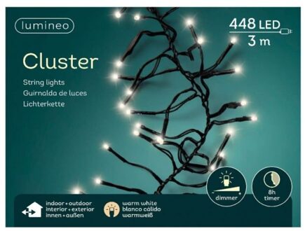 Lumineo Clusterverlichting warm wit buiten 448 lampjes 300 cm inclusief timer en dimmer - Kerstverlichting kerstboom