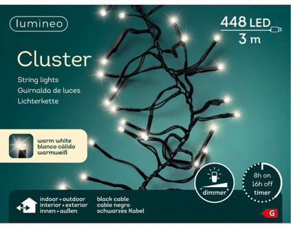 Lumineo Clusterverlichting warm wit buiten 448 lampjes 300 cm inclusief timer en dimmer