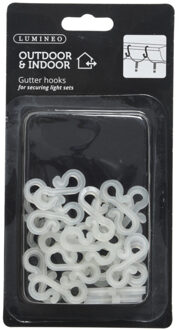 Lumineo dakgoot haakjes - 24x - 1,8 cm - kunststof - bevestiging kerstverlichting - lichtsnoeren