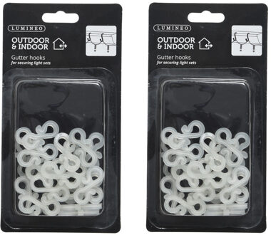 Lumineo dakgoot haakjes - 48x - 1,8 cm - kunststof - bevestiging kerstverlichting - lichtsnoeren