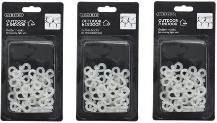 Lumineo dakgoot haakjes - 72x - 1,8 cm - kunststof - bevestiging kerstverlichting - lichtsnoeren