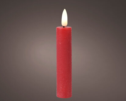 Lumineo Dinerkaars LED vlam H16cm rood 2 stuks