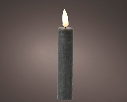 Lumineo Dinerkaarsset LED vlam 16cm grijs 2-dlg