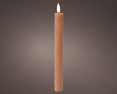 Lumineo Dinerkaarsset LED vlam 24cm bruin 2-dlg