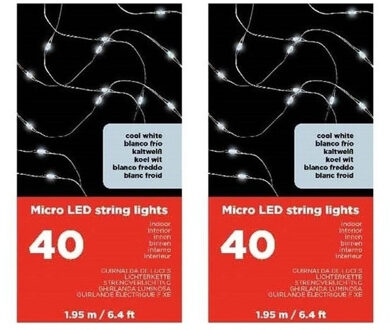 Lumineo Draadverlichting - 2x - micro - 40 lampjes - LED - helder wit - kerstverlichting