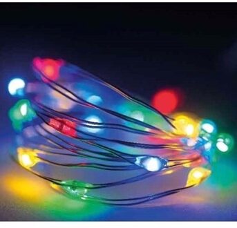 Lumineo draadverlichting - 3x - zilver - 20 led lampjes - gekleurd - 95 cm - lichtsnoer