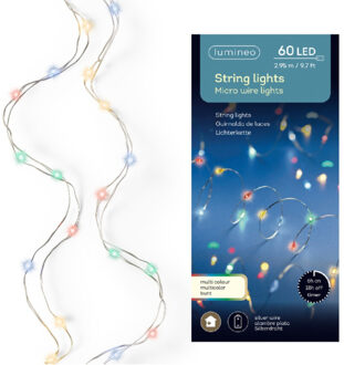 Lumineo draadverlichting - 60 led lampjes - gekleurd - 295 cm - lichtsnoer