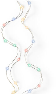 Lumineo Draadverlichting lichtsnoer - zilver - 40 led lampjes - gekleurd - 195 cm - zilverdraad