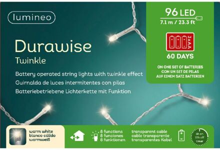 Lumineo Durawise led twinkle warm wit 96 lampjes transparant