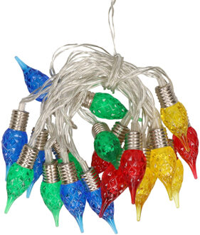 Lumineo Feestverlichting- gekleurde kaarsvormige lampjes - 190 cm - 20 lampjes - op batterij Multi