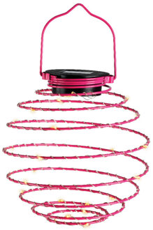 Lumineo Hanglamp - solar verlichting - fuchsia roze - D16 cm - metaal - tuinverlichting