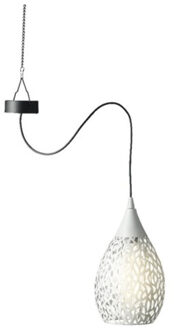 Lumineo Hanglamp solar - wit - ijzer - 21 cm - tuinverlichting