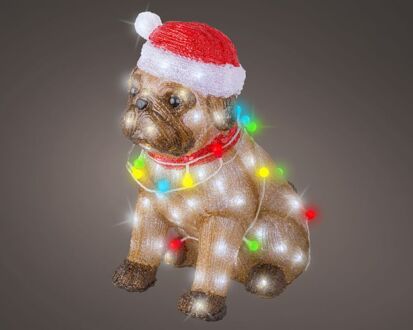 Lumineo Hond - LED figuur - Bruin/koel wit - 34x24x42 cm