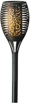 Lumineo Horror decoratie solar LED vlam tuinfakkel zwart 61 cm