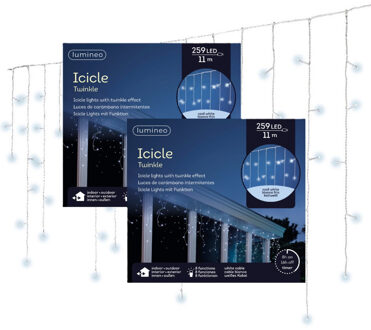 Lumineo IJspegel verlichting - 2x - 259 led lampjes - koel wit - 1100 cm - kerstverlichting - ijspegels