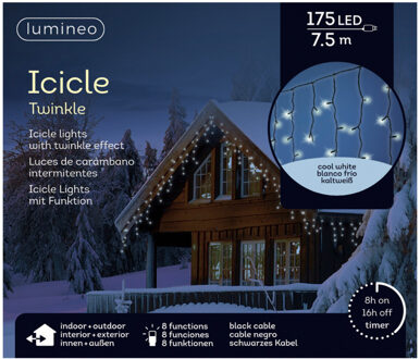 Lumineo Ijspegelverlichting - 175 led lampjes - helder wit - 750 cm- buiten - 8 functies -lichtsnoer