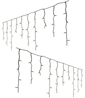 Lumineo Ijspegelverlichting - 2x st - 175 led lampjes - warm wit - 750 cm- 8 functies -lichtsnoer